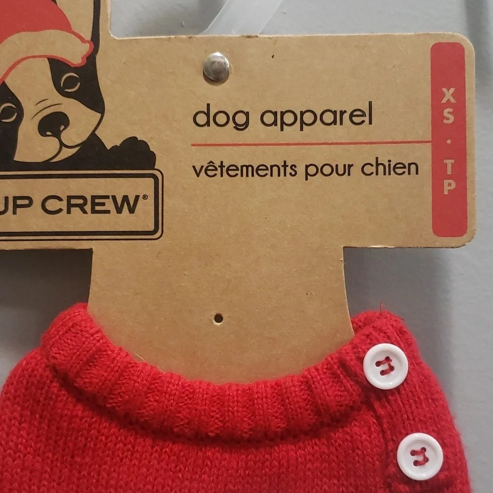 Pup Crew NWT Dog Apparel Snowflake and Reindeer Holiday Sweater, XS